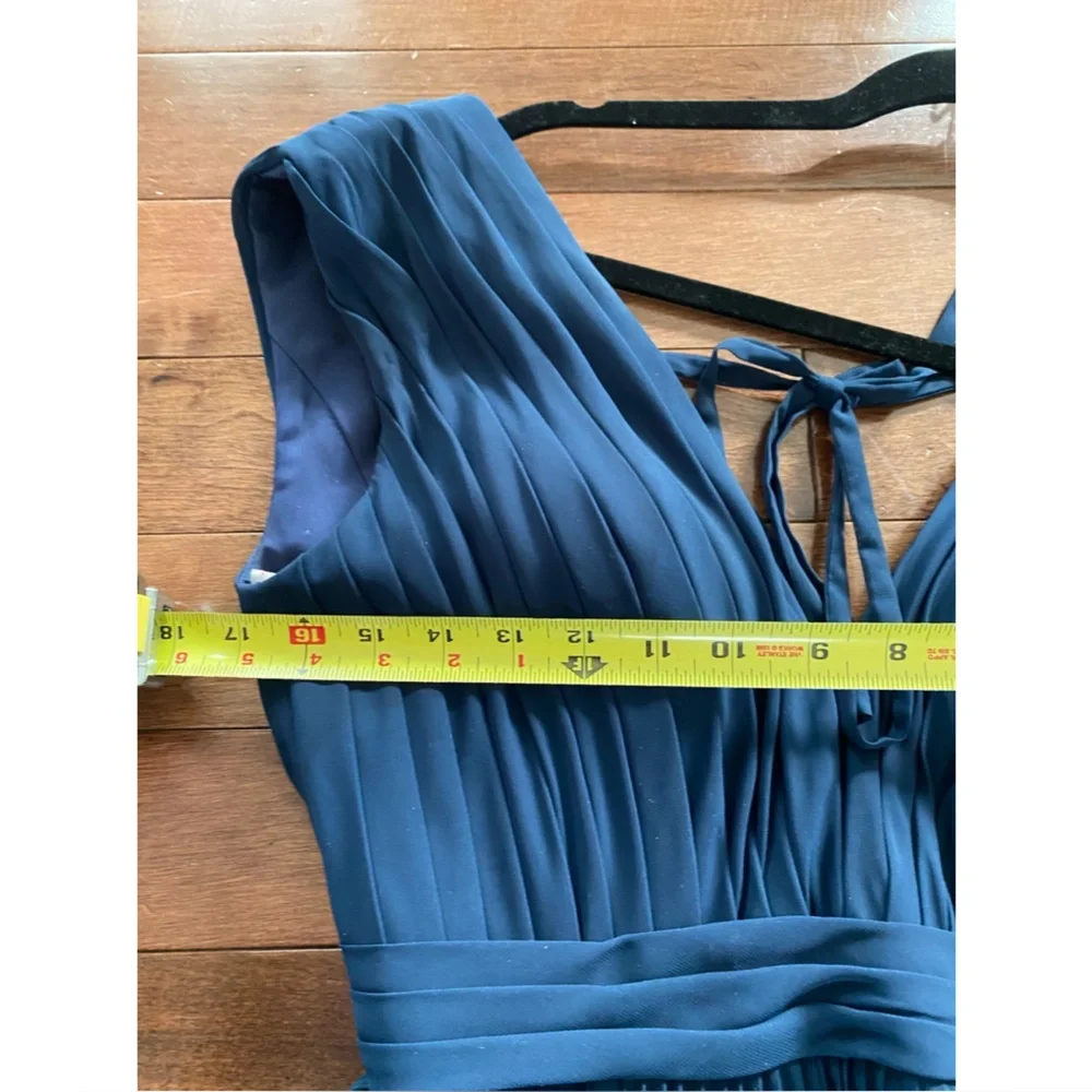 JJ’s House A-Line V-neck Floor-Length Chiffon Bridesmaid Dress Dark navy blue - Picture 13 of 13